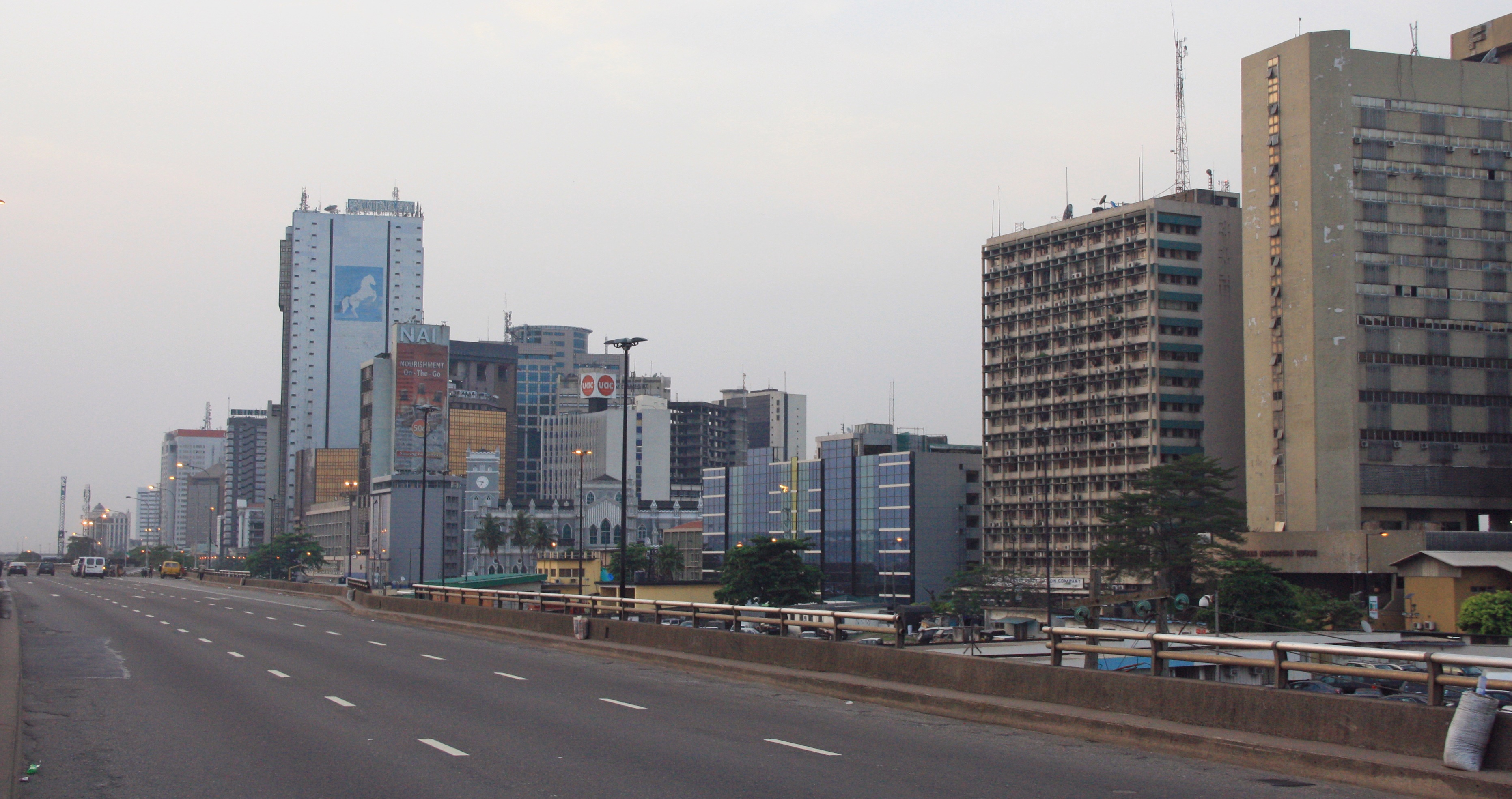 Lagos skyline and Victoria Island commercial waterfront - SWAD Holdings global headquarters